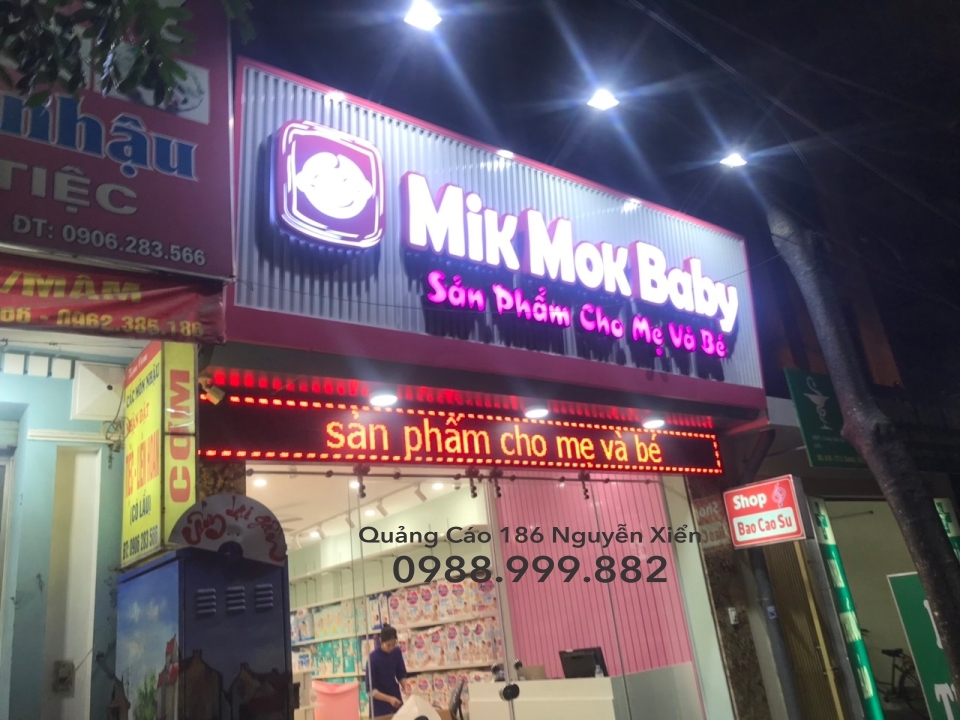 Làm biển quảng cáo ốp alu chữ nổi gắn led giá rẻ tại hà nội